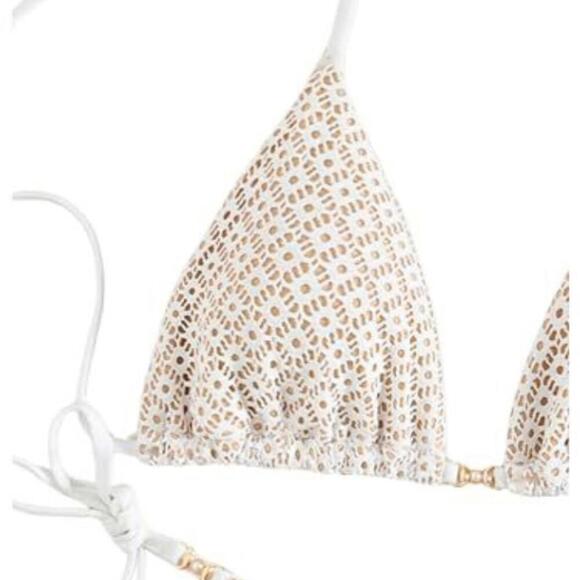 White Textured Triangle Bikini Set - Picture 3 of 5